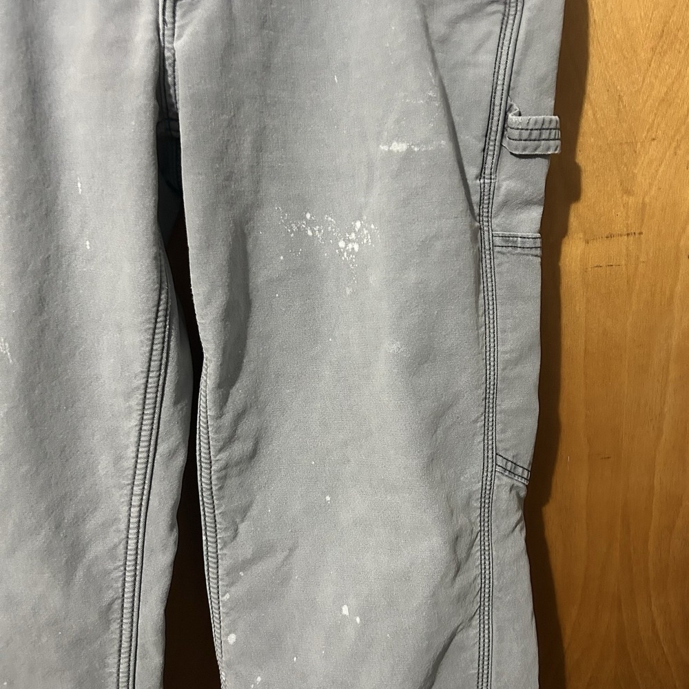 Carhartt Pants Womens 14 Fleece Lined Carpenter Original Fit Canvas Bleached - Picture 3 of 12